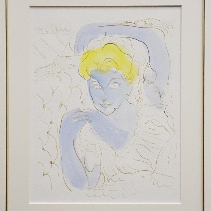 作者不詳 肉筆水彩画 裏書きサイン有 絵画 女性像 美術 美術品