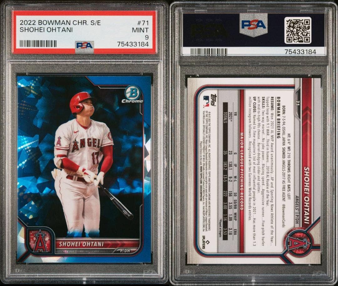 【PSA9鑑定品】大谷翔平2022 Bowman Chrome Sapphire