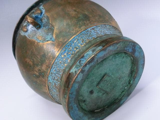 火入れ■香炉 銅製 大明 象鼻の耳付き 火器 手炉 火鉢 古民具 時代物 骨董■