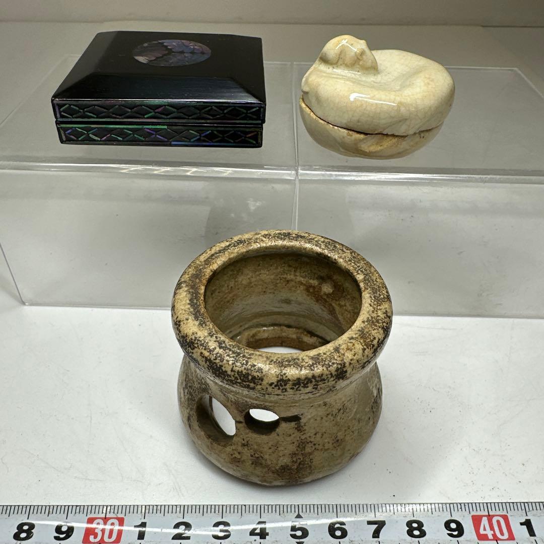 江戸時代　蓋物　香合　螺鈿　東な7-0415①