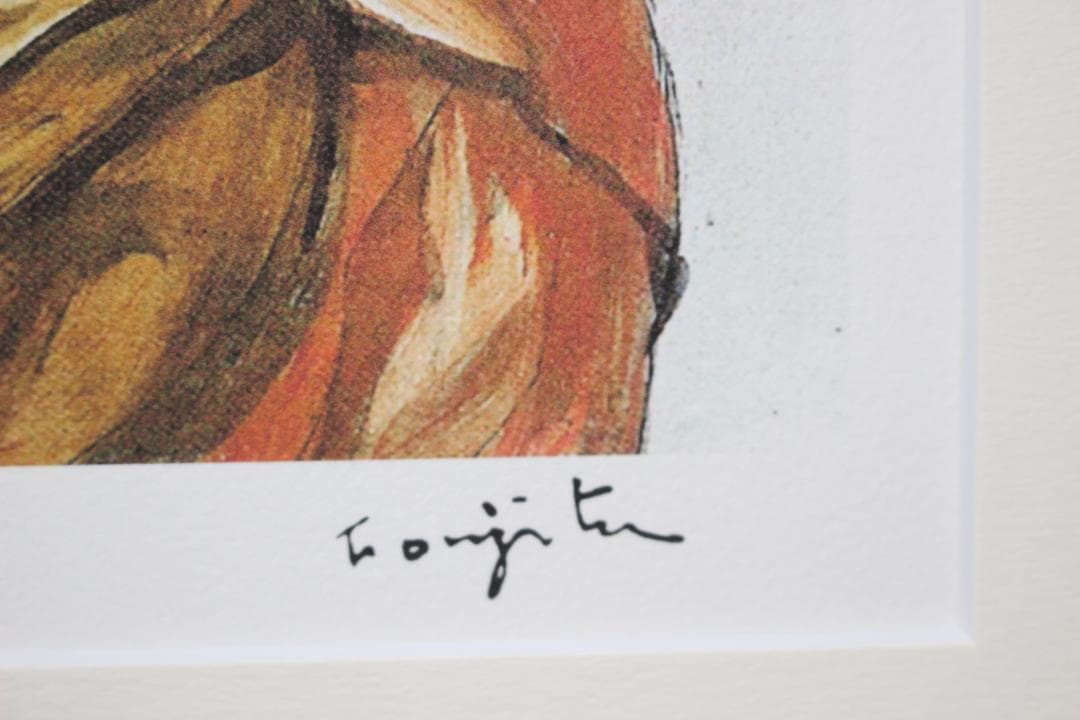 藤田嗣治 エスタンプリトグラフ「鳥と女性」 175/250