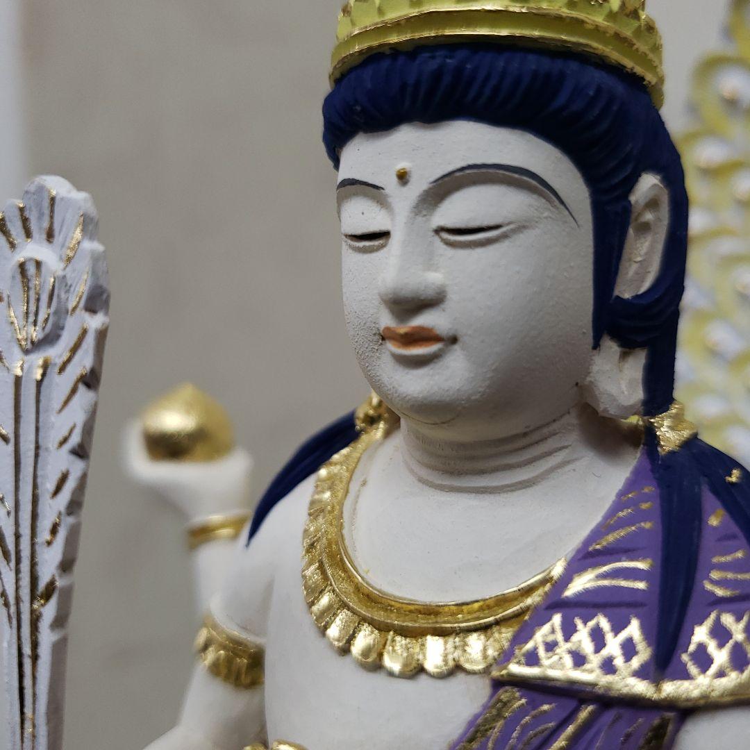 Ｂフライデー　最強魔除け仏像★柘植 孔雀明王像3寸 極彩色 錐金眼入★病魔退散