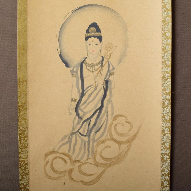 掛軸　大徳寺大仙院　尾関（桃林）宗園筆　延命十句観音経　画賛　N　7358