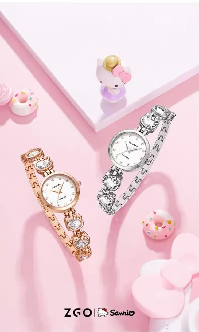 キティちゃん アナログ シルバーメタルクリスタル 腕時計 限定 海外 コラボ