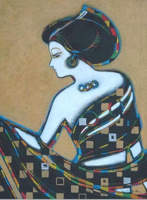 油絵 菅家令子 絵 絵画 インテリア uF6-010311 人物 女性像