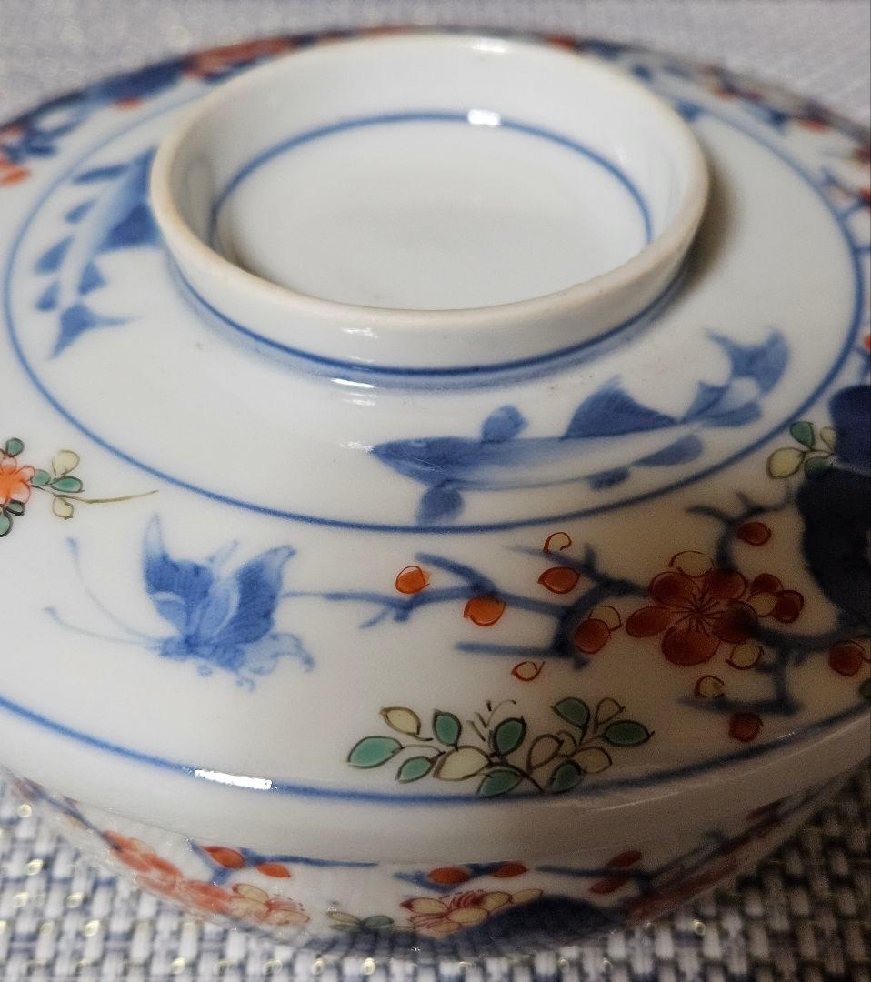 【最上級伊万里❗】江戸末期～明治　画工喜作　細工宗一　柿右衛門手　花と鮎図蓋碗