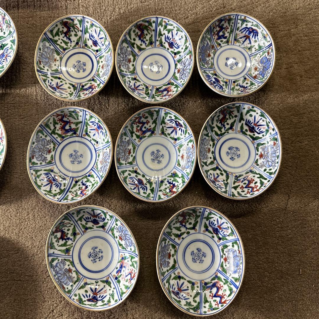 大明萬暦年製 中国 明王朝時代 大量14点 時代物 骨董品 中皿 景徳鎮