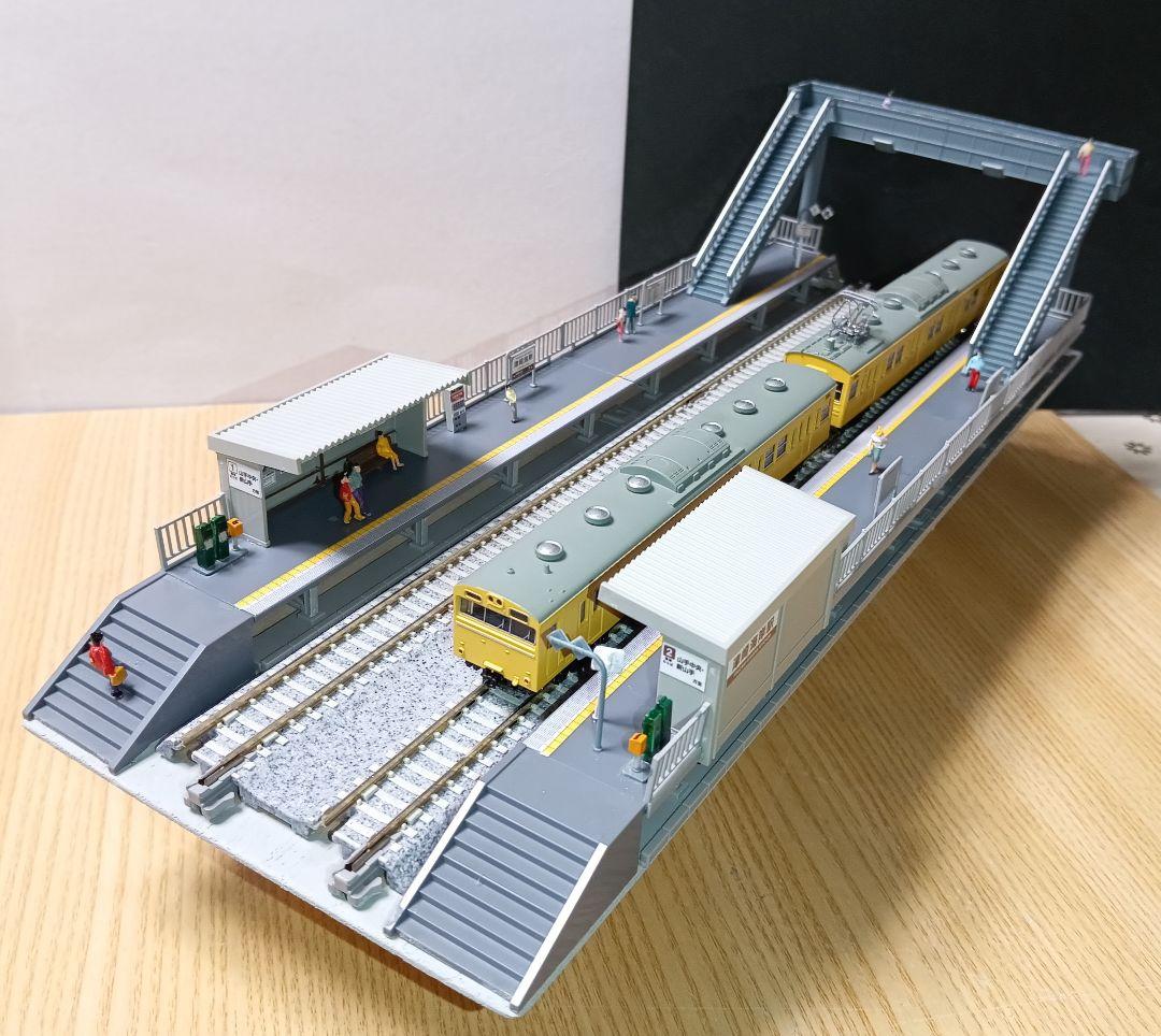 Nゲージ 対向式ホームセット（レール付き）ジオラマ ③