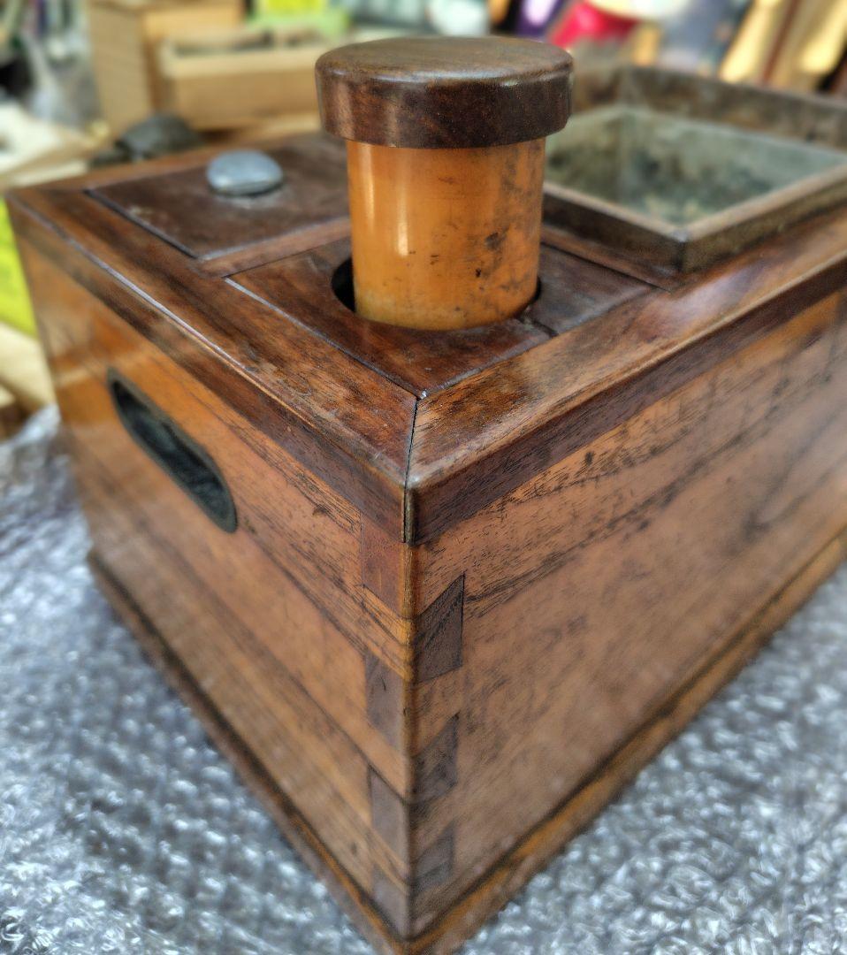 ケヤキ 長火鉢 上品 煎茶用 茶道具 黒檀 黒柿 コンパクト 古民具