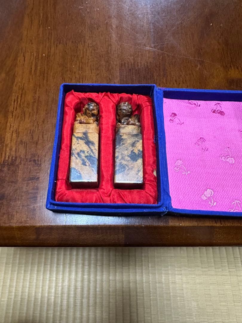 木製 獅子彫刻 2個セット