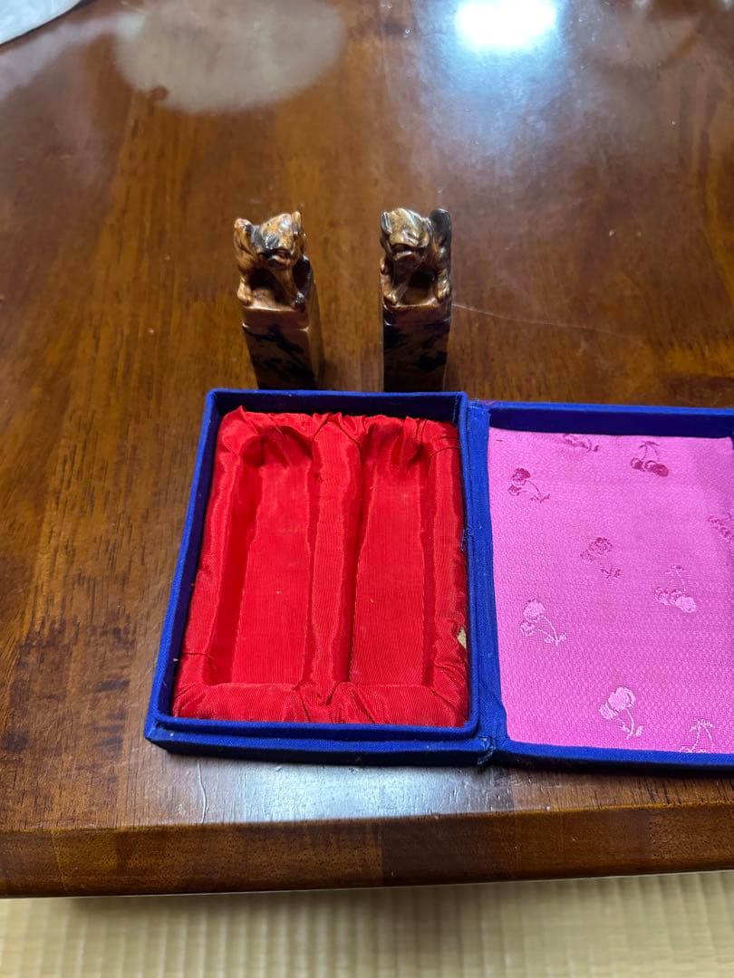 木製 獅子彫刻 2個セット