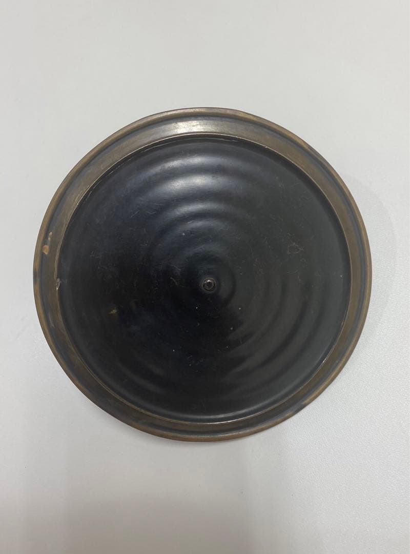 畠春斎　古鉄　銅蓋　笹竹　表面模様　風炉用　茶釜