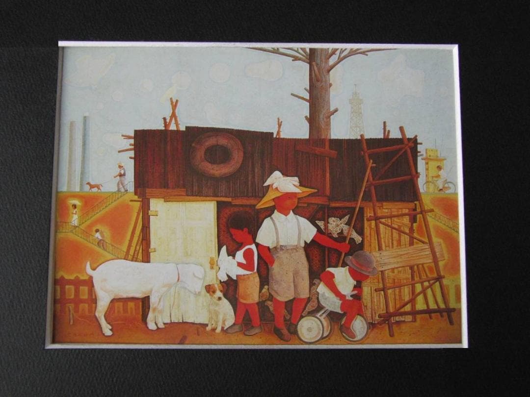 有田巧、【鳥寄雲】、希少な額装用画集より、新品額装付、状態良好