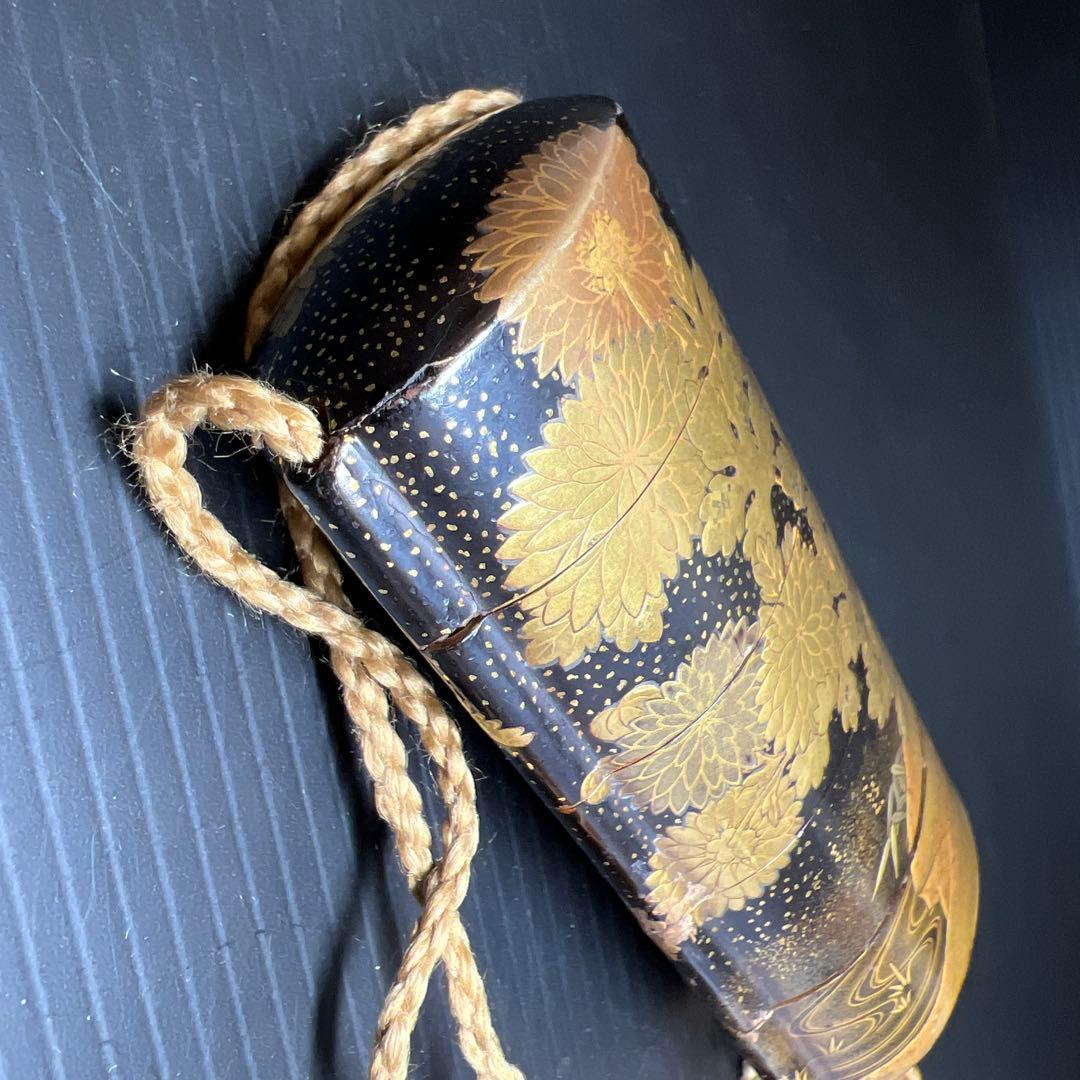 江戸時代　山田常嘉斉　極上蒔絵印籠　木箱付　76g 東Y7-1016☆2F