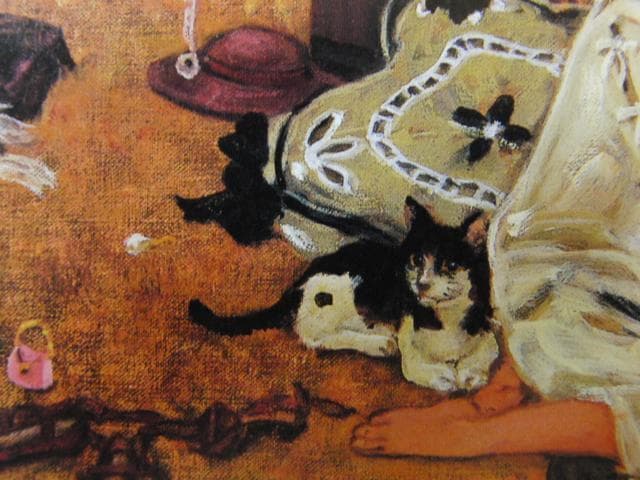 斎藤由比、【夜の足音】、希少な画集画、新品高級額・額装付、状態良好