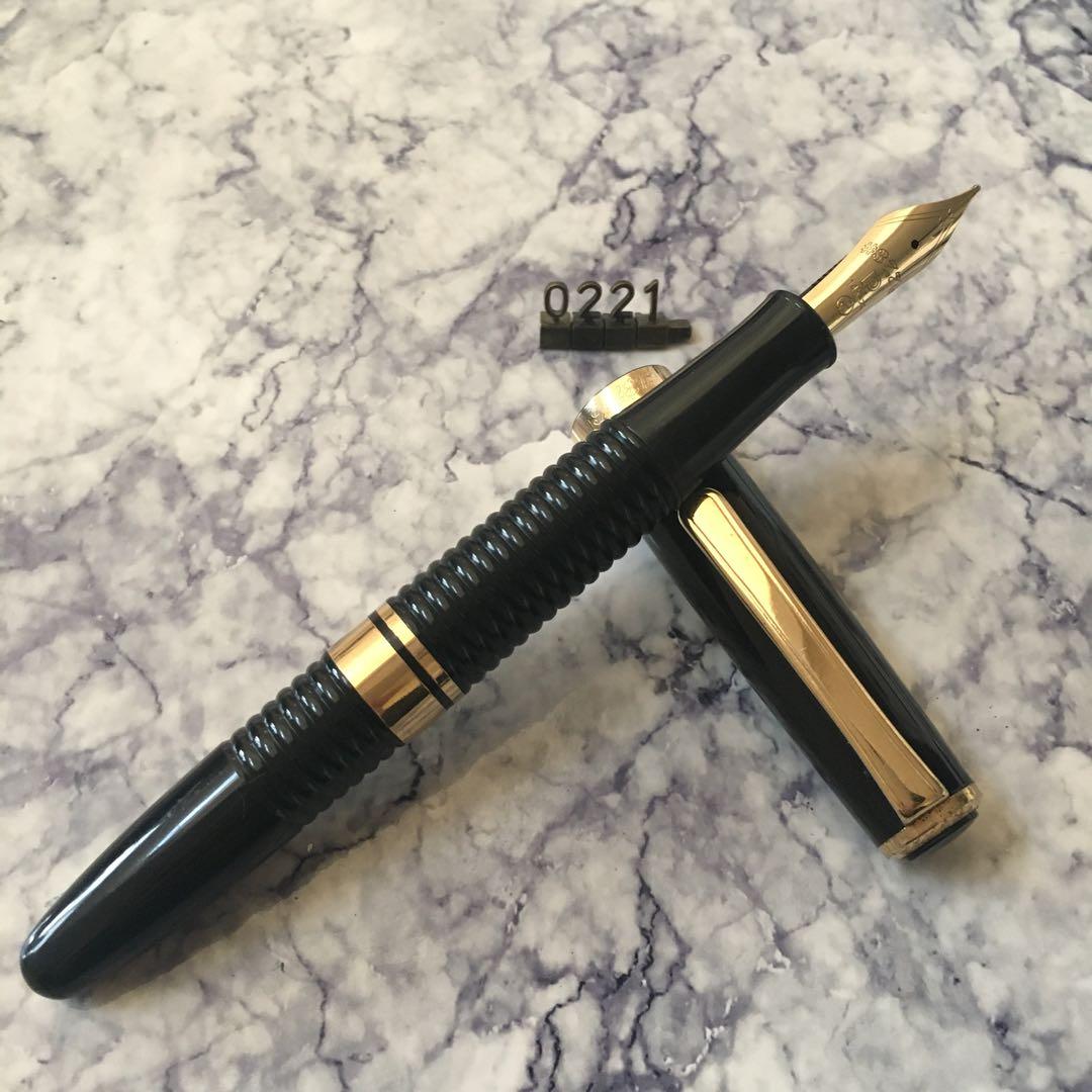 #0221 オーバーホール済み 万年筆 PLATINUM ギャザード 14k