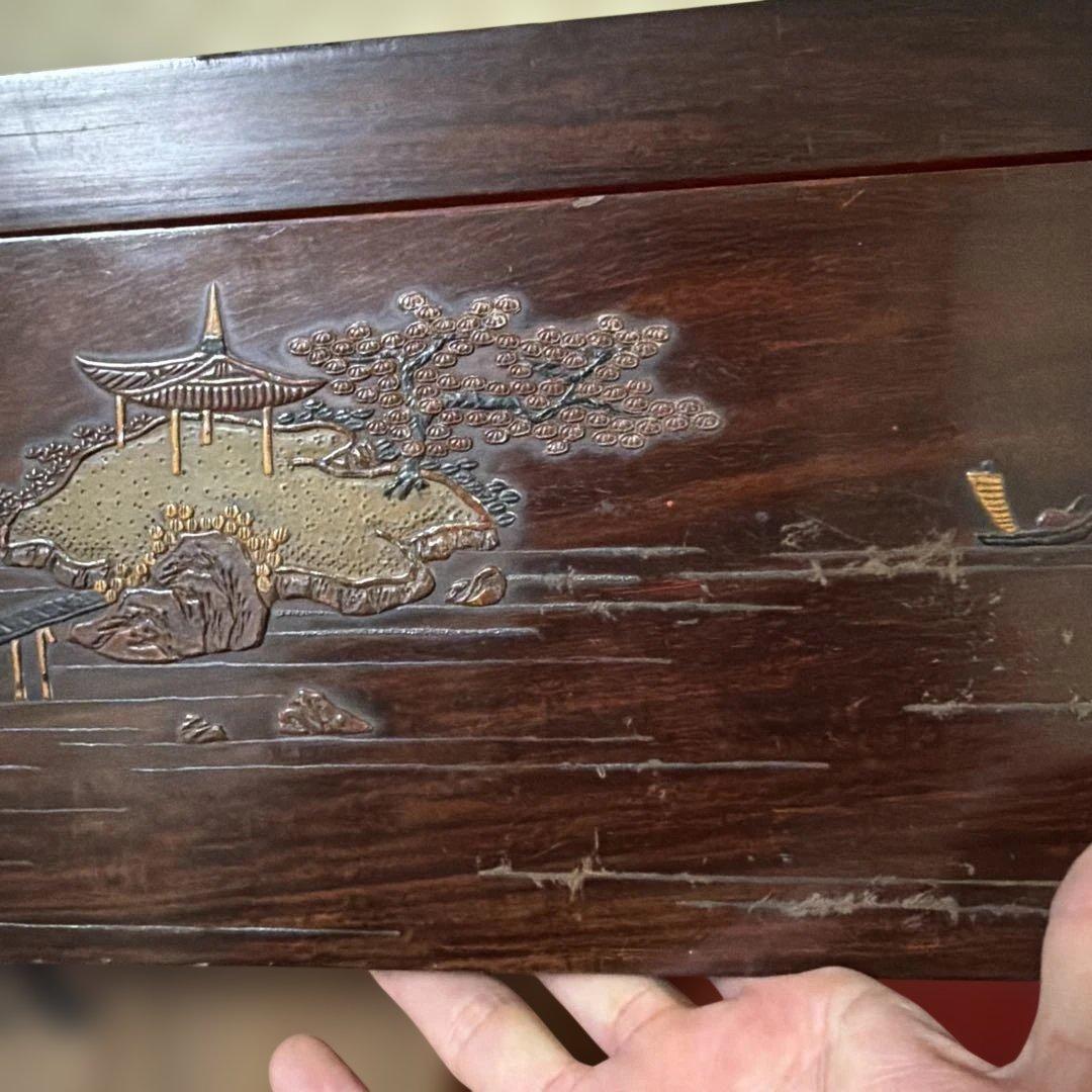 旧家蔵出し　古美術　文庫と硯箱セット