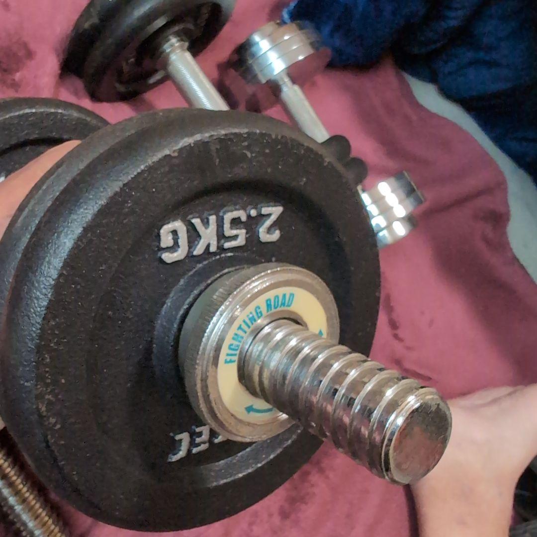 【アイロテック他】トレーニングベンチ バーベル他ウェイトは計100キロ以上