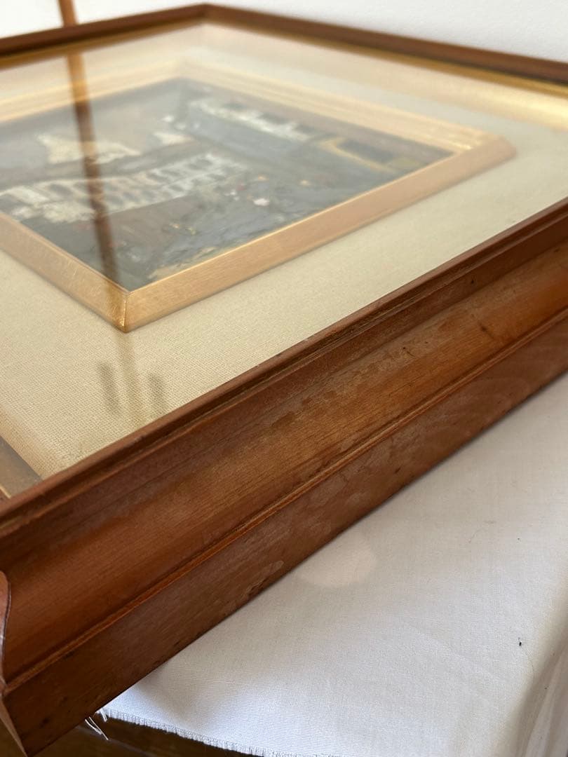 鹿毛正三　1971年パリ　モンマルトル　ノルヴァン通り　油絵　f3号油彩画　額縁