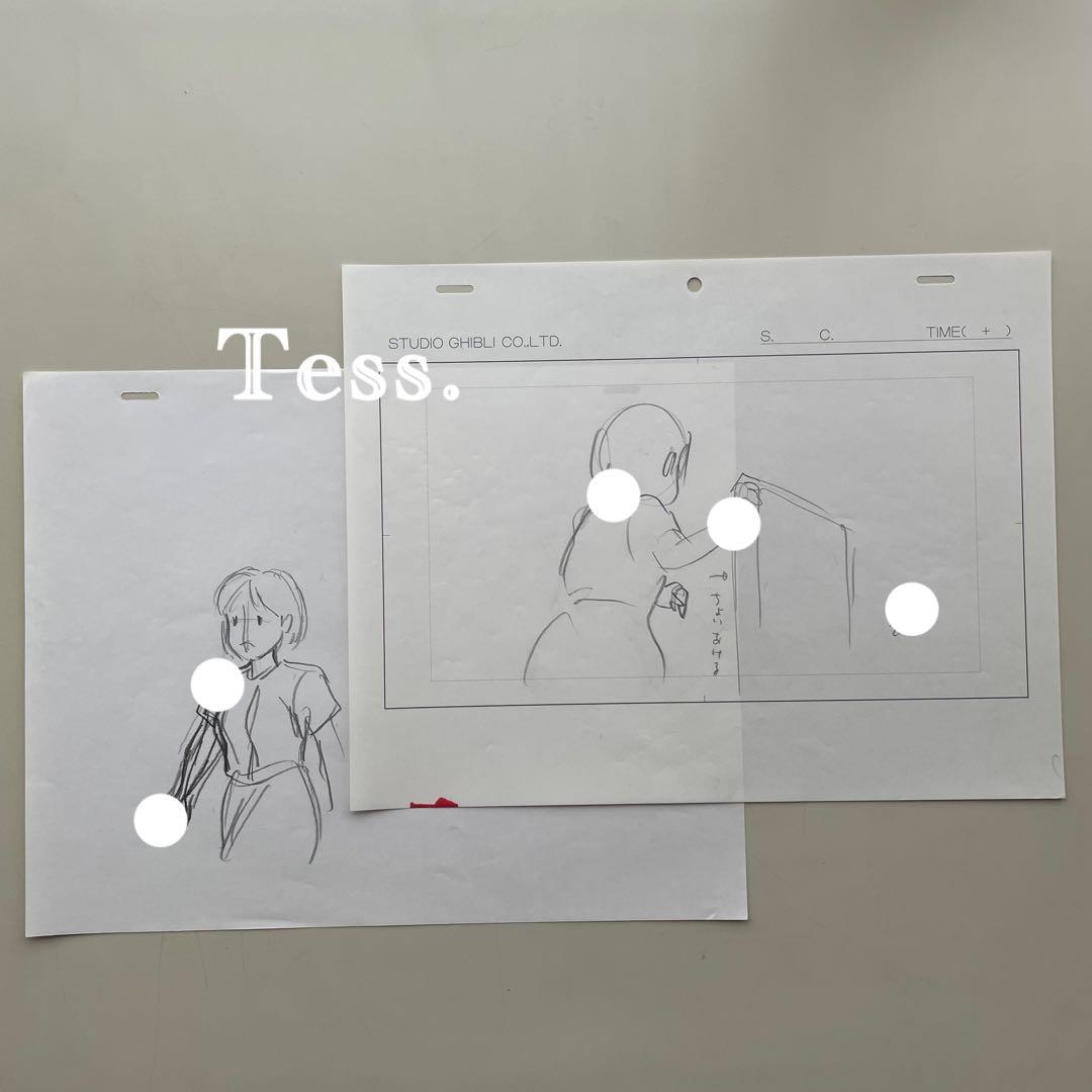 【真作 / 直筆原画】 3枚 耳をすませば ジブリ 月島雫 ラフ画 Ghibli