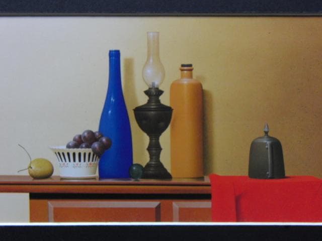 大竹山規、赤いクロスの静物、希少な額装用画集より、新品高級額装付