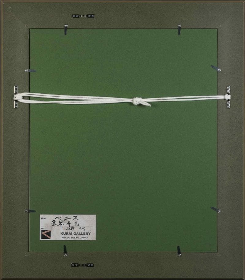 東郷青児　油彩　肉筆『ベニス』表と裏サイン　画廊シール　F8号　額装　b765