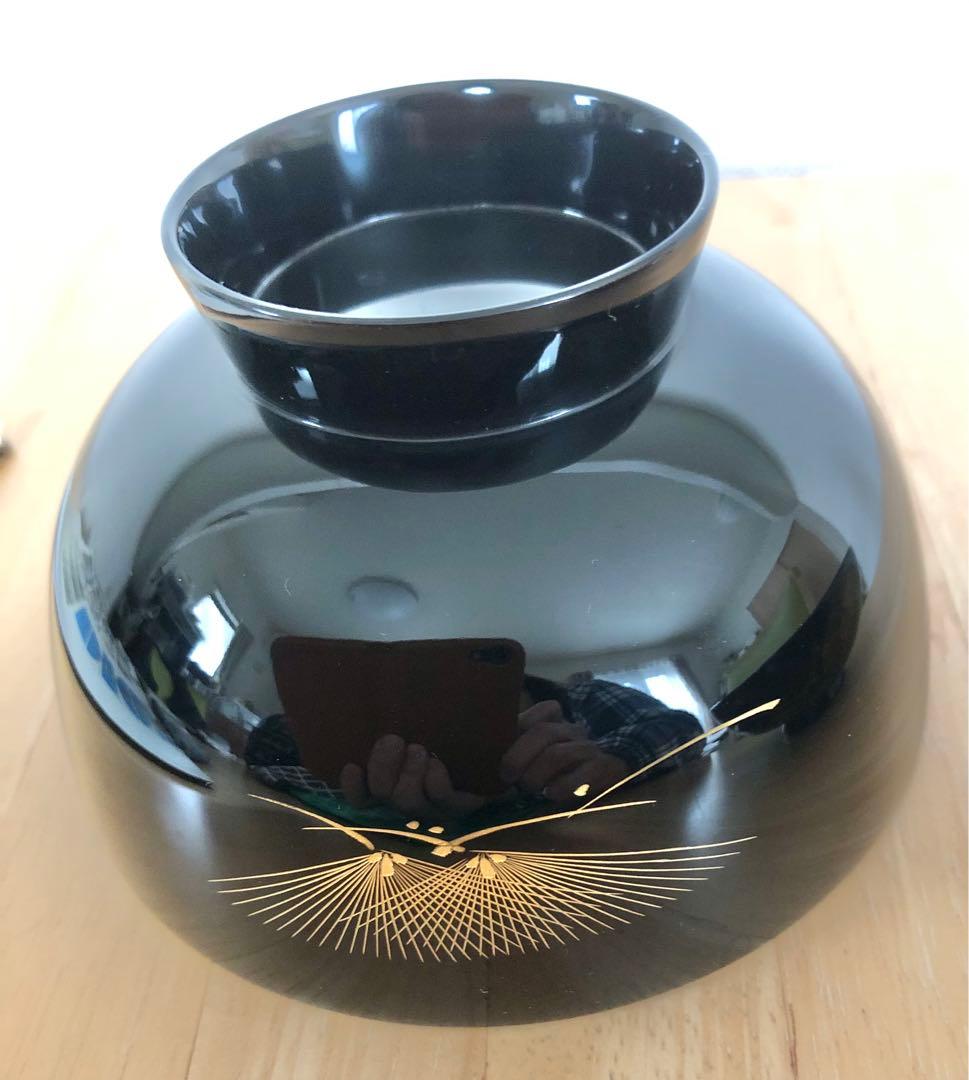 【輪島塗】【希少】木製漆器 吸物椀 蓋付き（見開きまで模様付き）5客セット