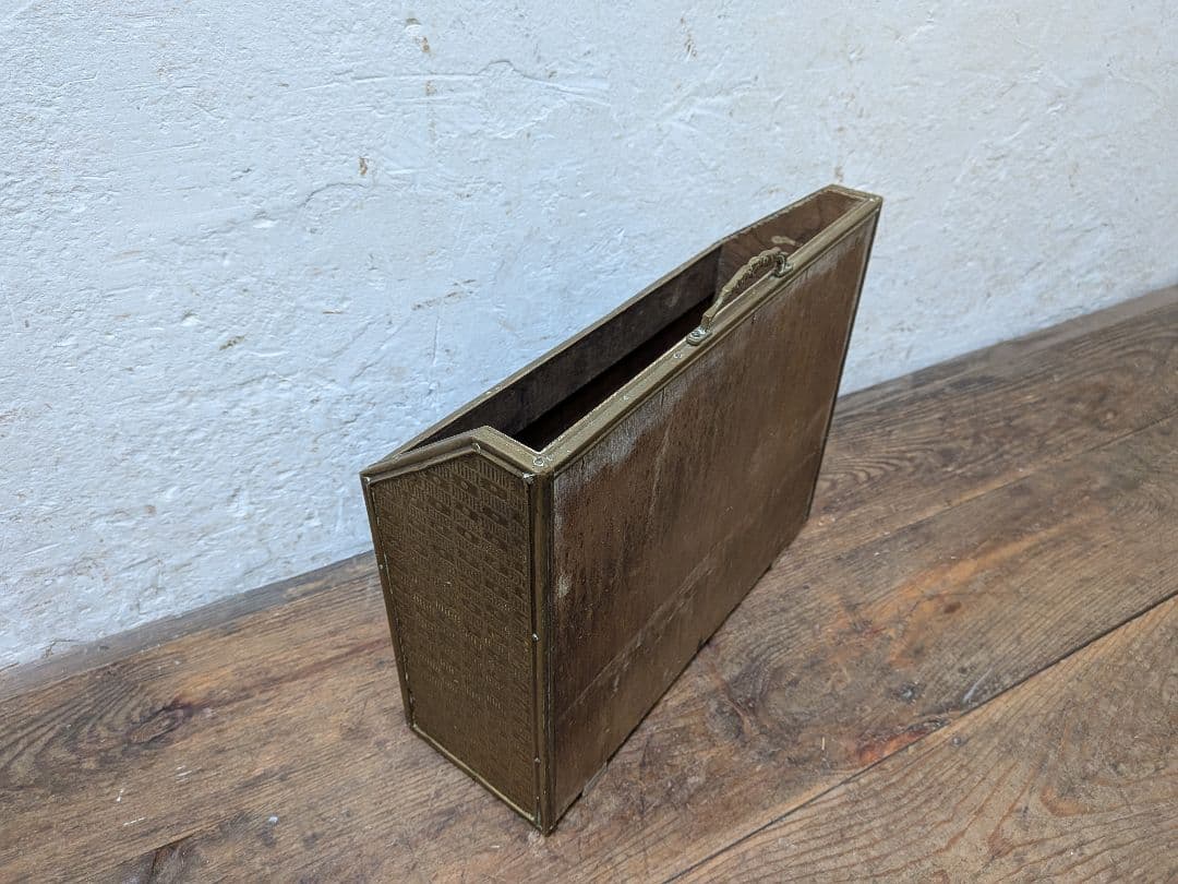 1129 イギリスアンティーク　マガジンラック　雑誌入れ　ケース　英国ビンテージ