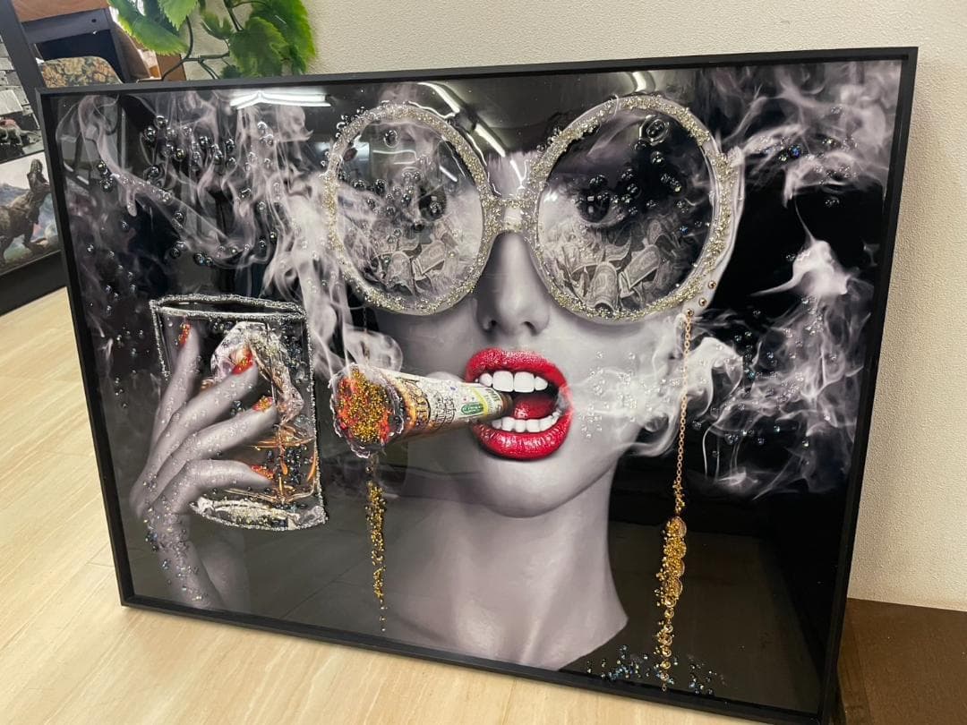 水晶絵　アートパネル　スタッズ　キラキラ　壁掛け　パネル　アート　絵　絵画　石