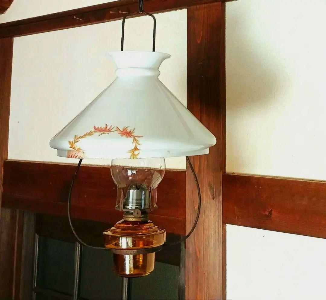 アンティーク吊りオイルランプ　　　アンバー