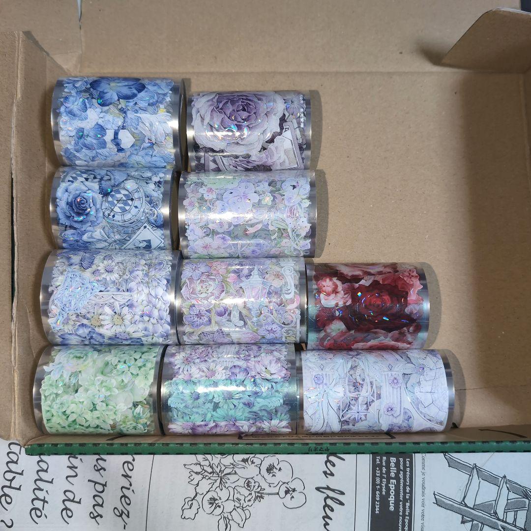 海外マスキングテープ　薔薇　花等　切り売り　中古　巻き売り　装飾マステ　10個