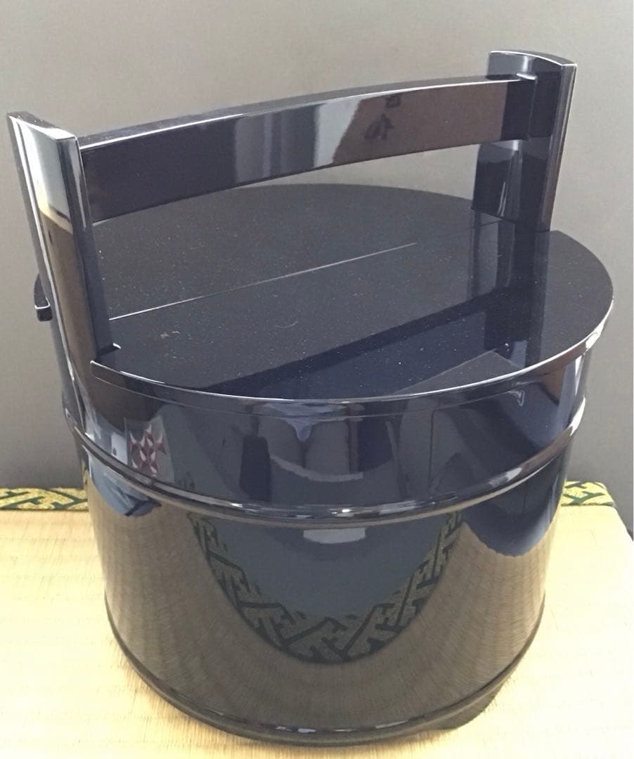 茶道具　手桶　真手桶　輪島塗　塗師　茶平一斎作　栞　共箱　S208TO