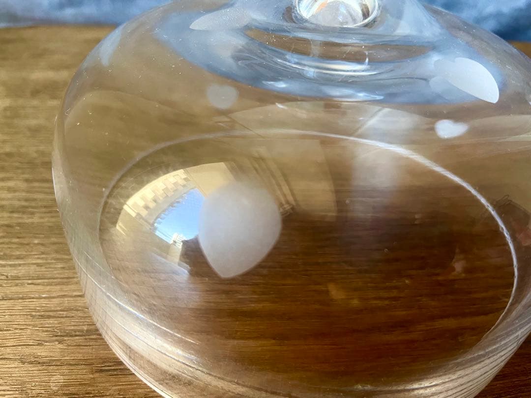 吹きガラスコンポティエ&ドームカバー　フランスアンティーク ケーキスタンドハート