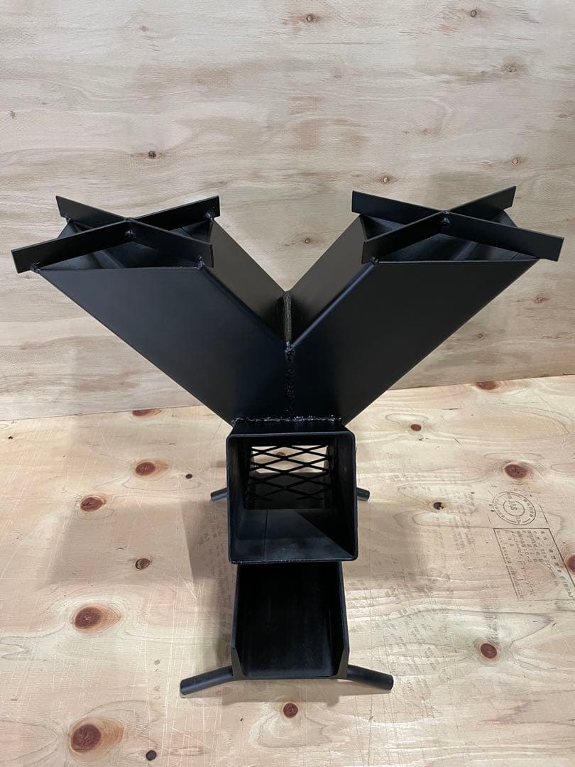 2口2連薪ストーブ　ロケットストーブ キャンプ 焚き火台 焚火　煙突