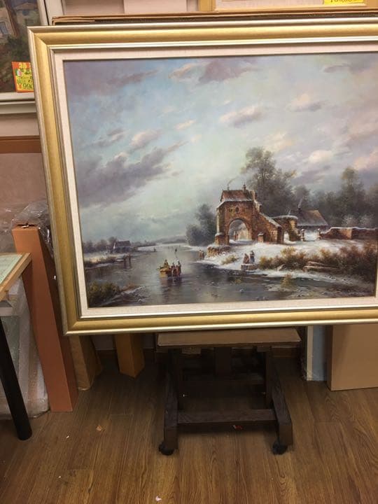 油絵  手描き 作品肉筆画 スーパーロング超大型サイズ油絵手がき