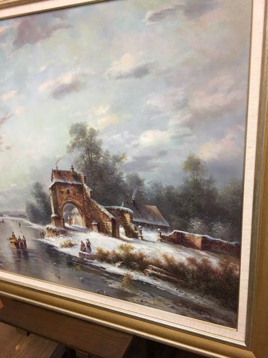 油絵  手描き 作品肉筆画 スーパーロング超大型サイズ油絵手がき