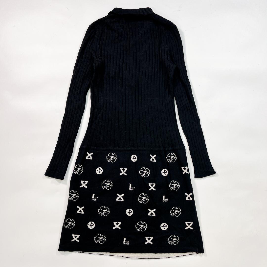 レオナールスポーツ ニット ワンピース 黒 40 L ポロニット