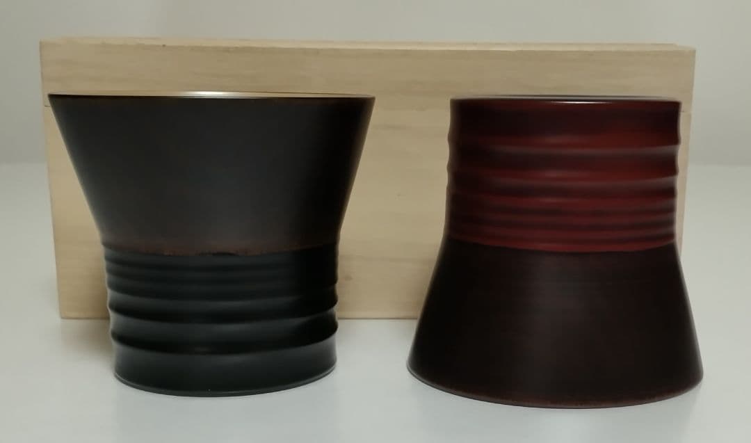 京都　平安象彦　波文筋ショートカップ　2客