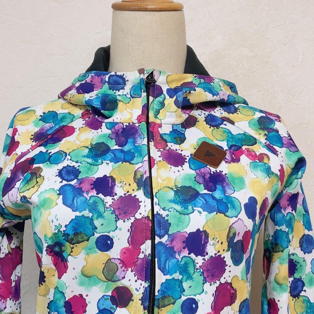 【美品】BURTON カラフル水彩柄 フルジップパーカー DRYRIDE S