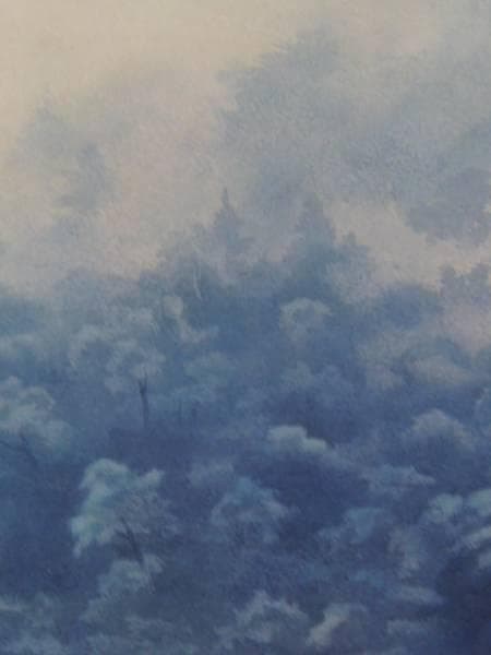 東山魁夷、青の世界、山、高額画一部、額付