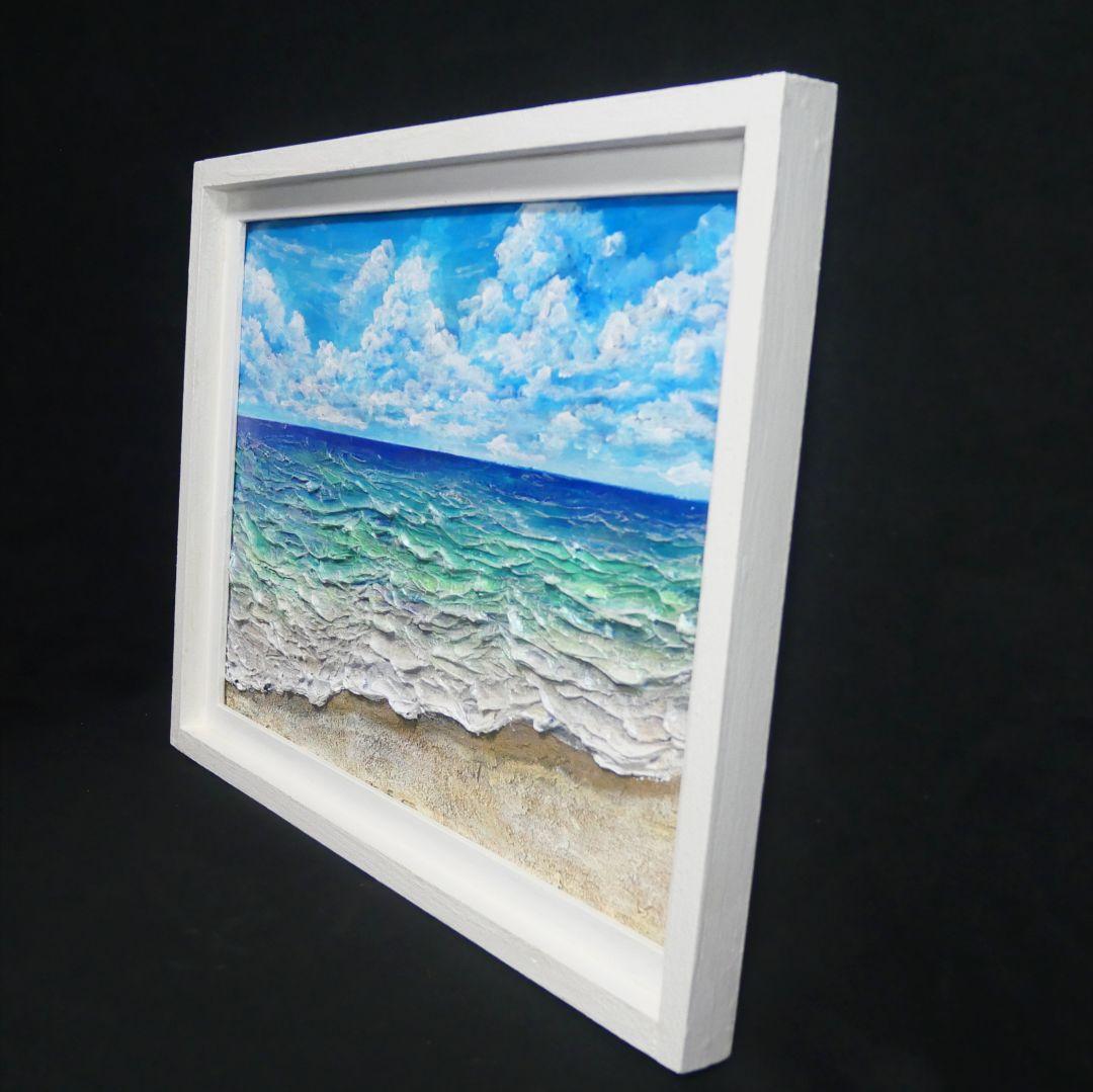 油絵 油彩 油彩画 絵 絵画【夏の砂浜の海】