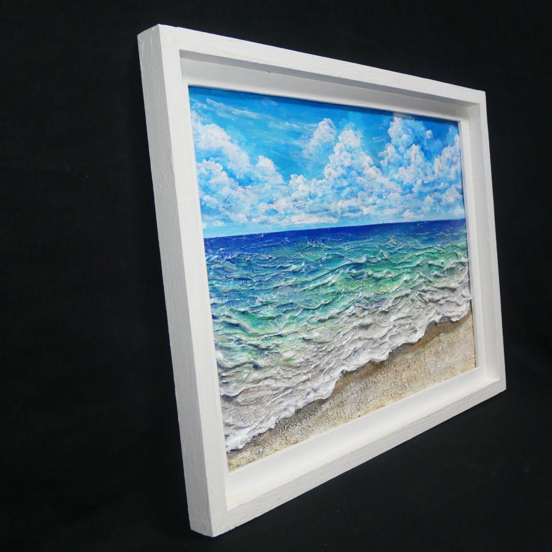 油絵 油彩 油彩画 絵 絵画【夏の砂浜の海】