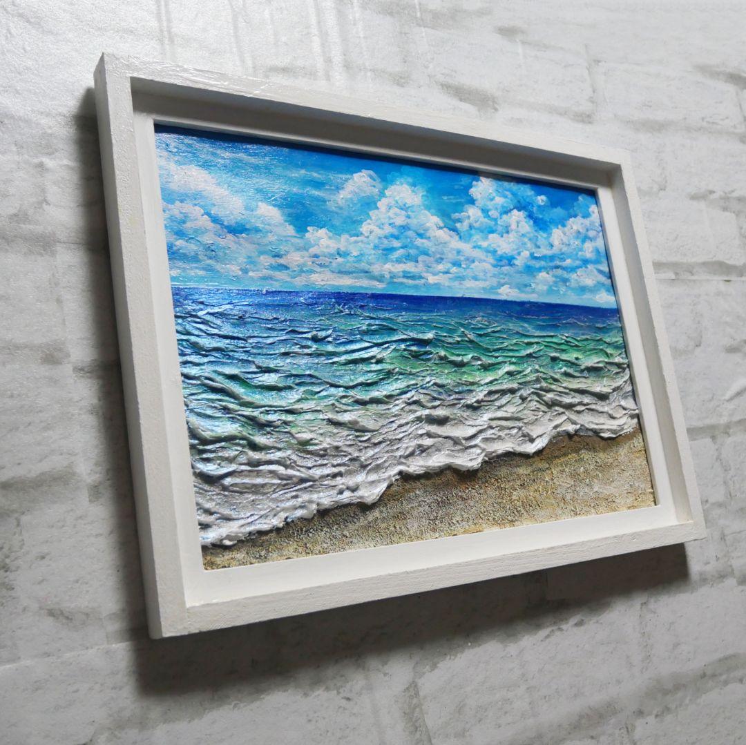油絵 油彩 油彩画 絵 絵画【夏の砂浜の海】