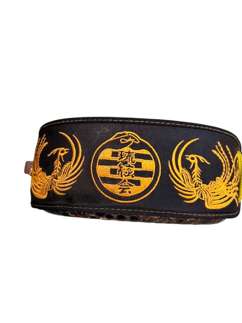 沖縄三線 六線 ヘビ柄 本革 強化張り ハードケース付