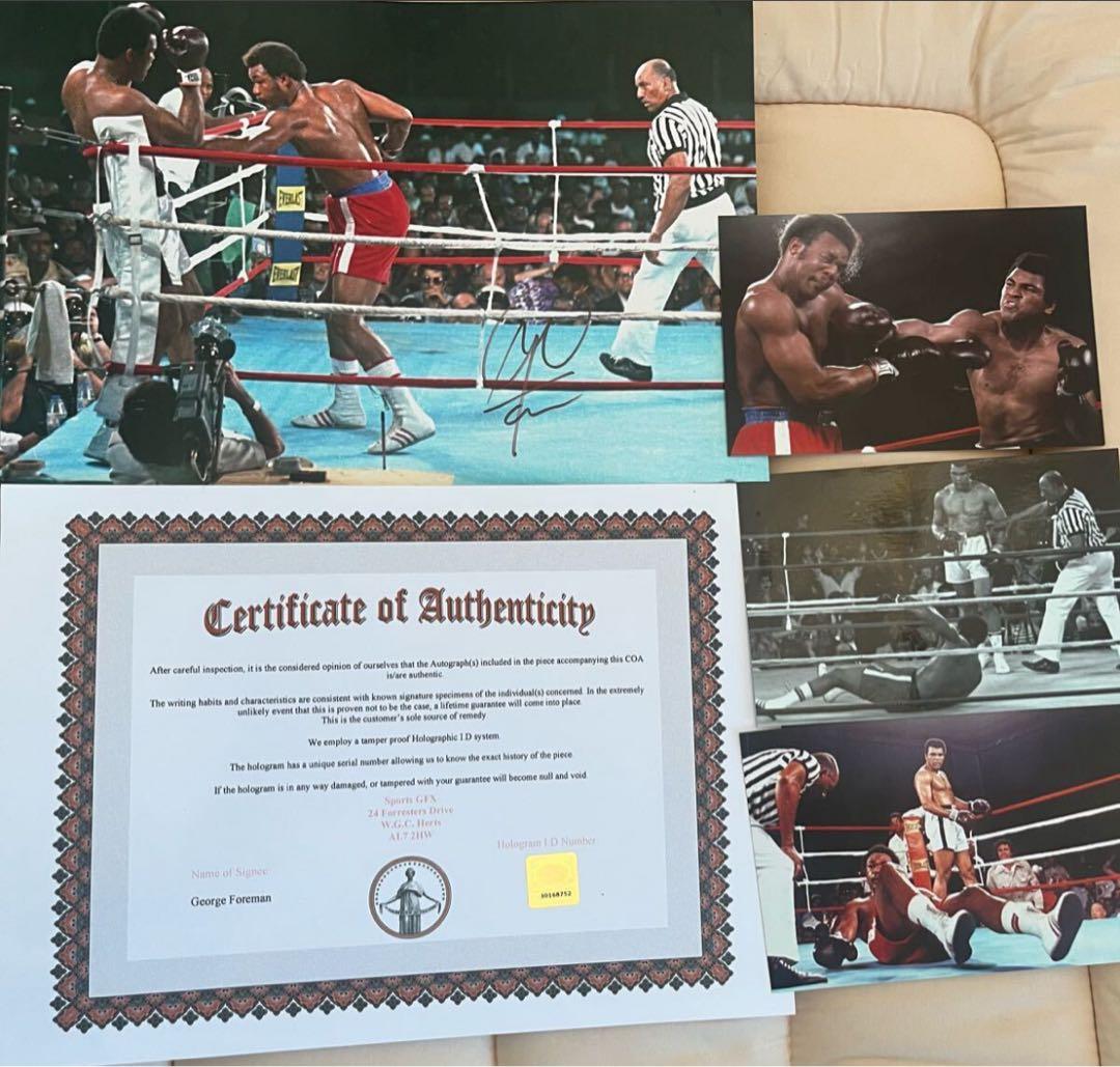 直筆サイン　本物　ジョージフォアマン　証明書付き