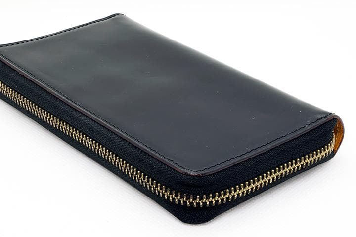 GANZO THIN BRIDLE ファスナー付き4本入りペンケース ブラック