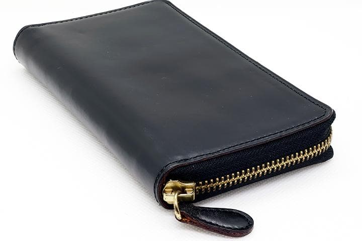 GANZO THIN BRIDLE ファスナー付き4本入りペンケース ブラック