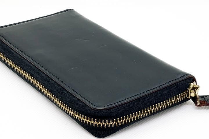 GANZO THIN BRIDLE ファスナー付き4本入りペンケース ブラック