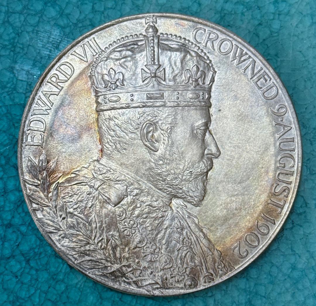 1902 イギリス エドワード アレクサンドラ コロネーション 大型 銀 メダル
