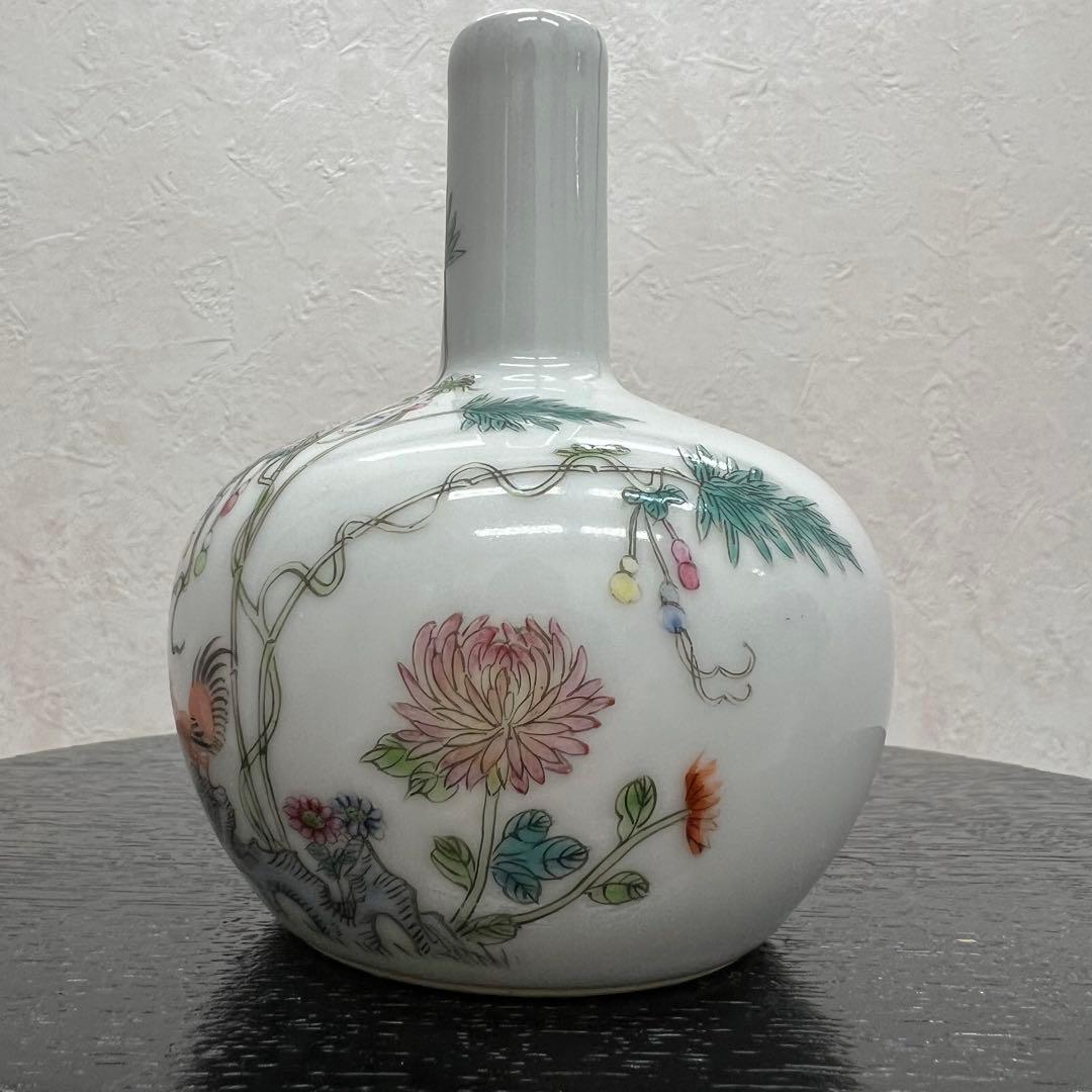 中国清朝人物紋長頸瓶骨董　唐物　アンティーク古美術品骨董　景徳鎮陶磁器青磁　江戸